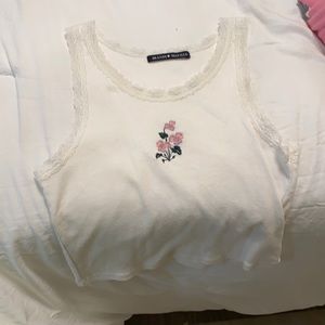 White tank with adorable floral design